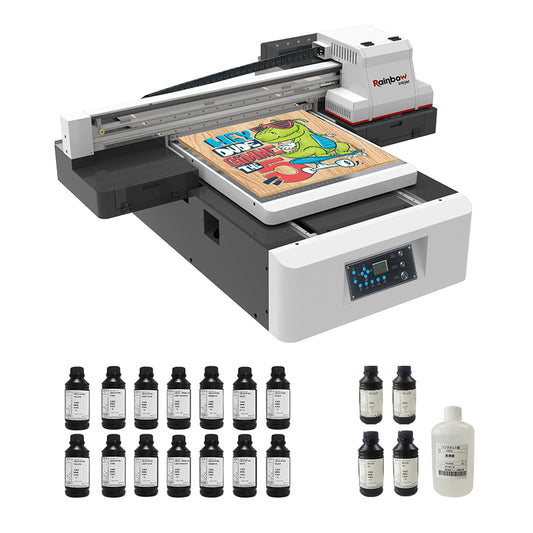 UV flatbed printers Nano 9 equipped with vacuum table and Epson printheads for vibrant flatbed UV printing