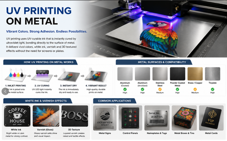 UV Printing on Metal: How It Works, Metal Types, Applications and Best UV Printer