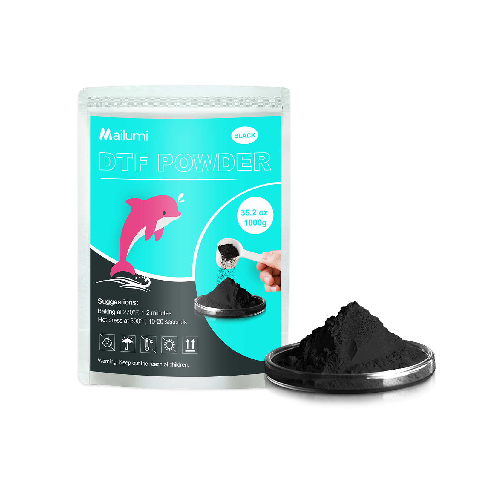 DTF Powder White/Black 1000g /35.3oz