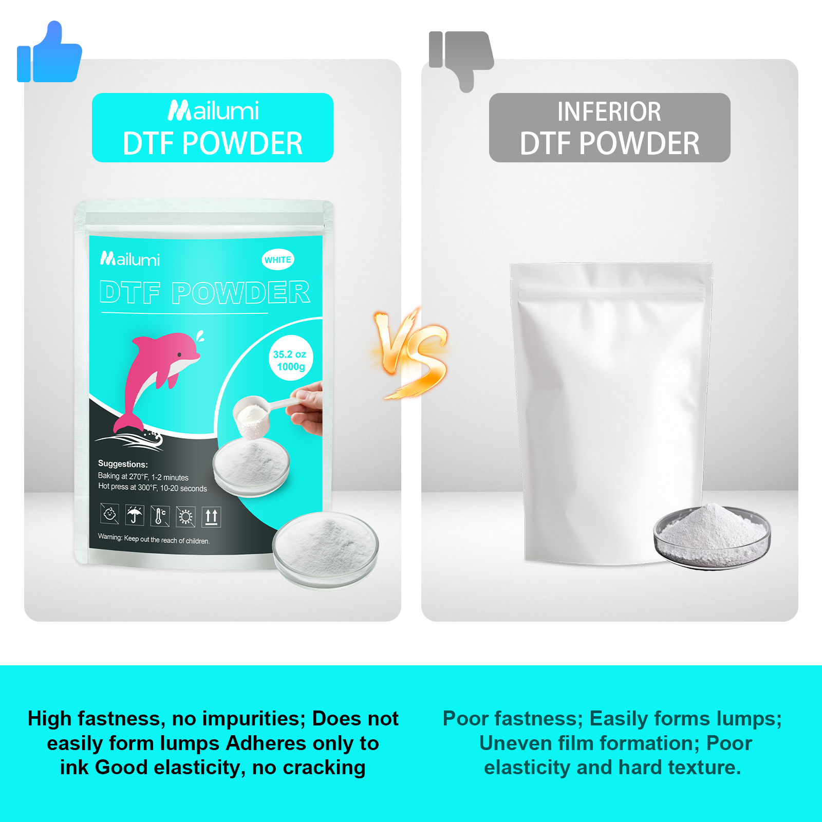 DTF Powder White/Black 1000g /35.3oz