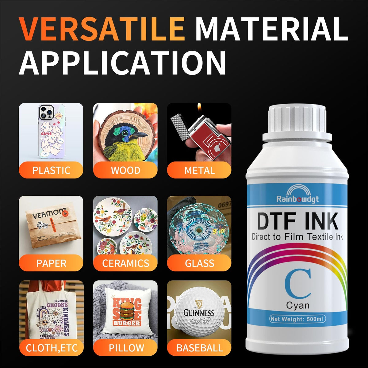 T Ink Rainbowdgt DTF Curing Ink Set | High-Quality Printing Supplies | Rainb