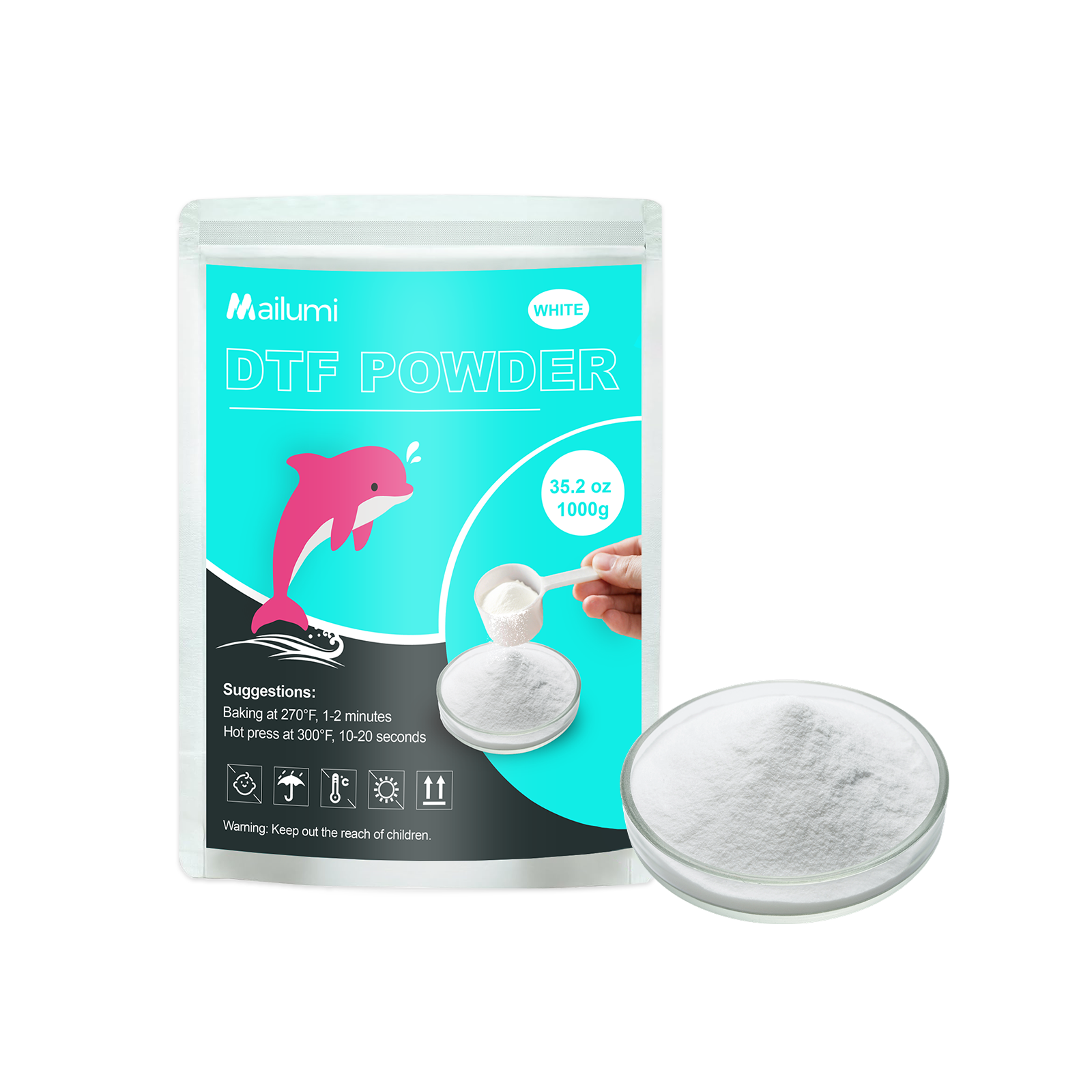 DTF Powder White/Black 1000g /35.3oz