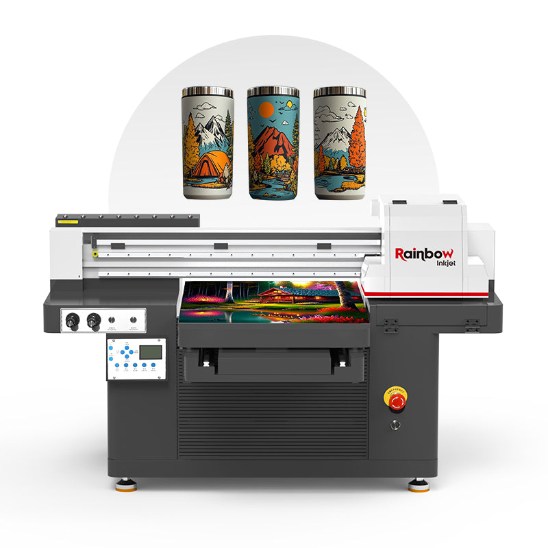 Nano 7 PRO A2+ sultraviolet printing machine—an efficient UV printer with 25 cm print height, vacuum aluminum platform & one-pass CMYW+varnish output.